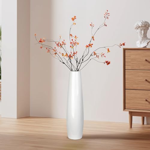 Ceramic Floor Vase, GDSZJLJ 17.7" Tall White Large Decorative Vases for Modern Home Decor, Living Room, Minimalist Style Big Flower Vase for Pampas Grass, Flowers, Twigs, Office, Bedroom Décor - Image 4