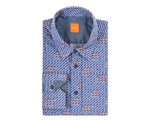 Chemise en coton BOSS homme bleue regular fit mode masculine chic