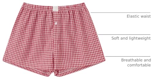 Image of Women Y2k Gingham Boxer Shorts Plaid Striped Cute Mini Bloomers Elastic Waist Loose Fit Summer Shorts