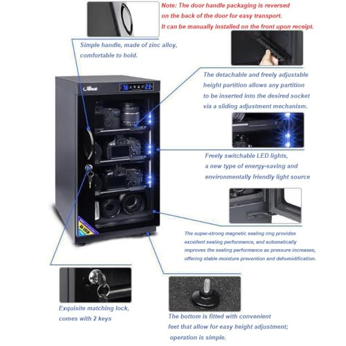 Camera Drying Cabinet for Lens and Equipment, Digital Electronic Dehumidifier with Adjustable Humidity Control, Silent Dry Storage for Photography Gear(35L) - Image 4