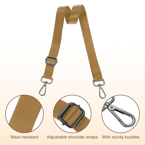 Image of uxcell Wide Shoulder Strap, 2.5cm Adjustable Purse Strap Replacement Crossbody Strap for Shoulder Bag Handbag, Light Brown, Black Pull Core Buckle