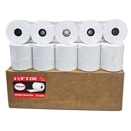 (10 Rolls) 3 1/8 x 230 thermal paper square POS cash register thermal receipt paper rolls bpa free BuyRegisterRolls by BuyRegisterRolls - Used condition - US$23.74