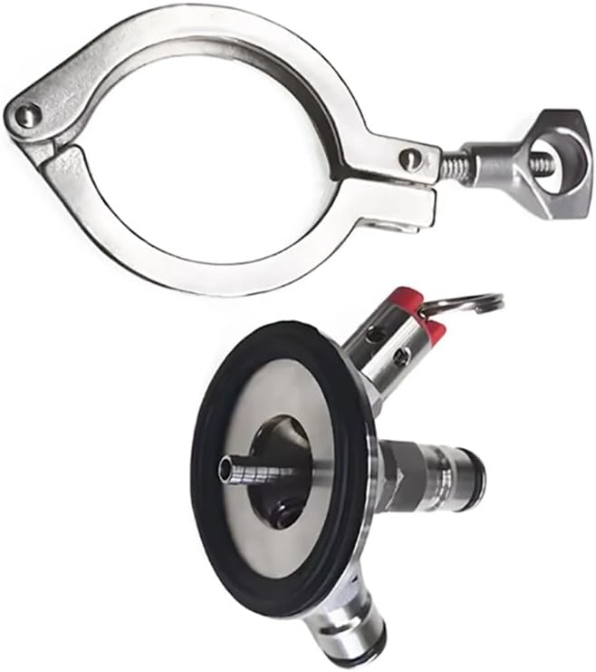 Commercial Keg Adaptor with Ball Lock Tapping Head - 2 Inch Tri-Clover with Pressure Relief Valve for Beer Brewing 1pc