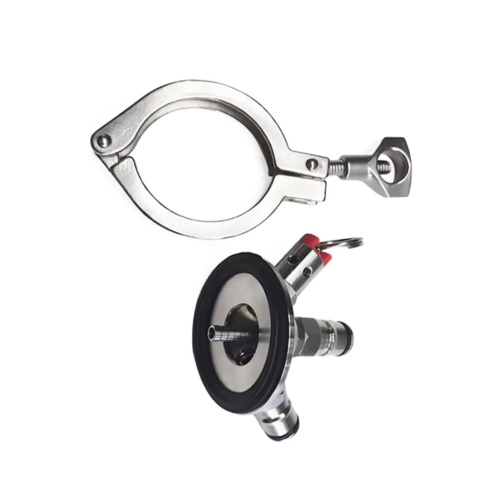 Adaptador de barril con válvula de alivio de presión y rosca Tri-Clover de 2 pulgadas