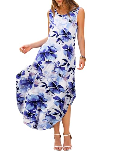 Image of JollieLovin Women Plus Size Summer Tank Maxi Dresses Sleeveless Causal V Neck Beach Long Dresses Swim Cover up (L-5X)