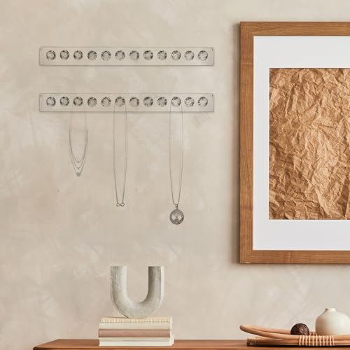 QWORK® 4 stück acryl-halskettenaufhänger mit 12 rautenförmigen haken, wandmontierter schmuck-organizer, transparentes design