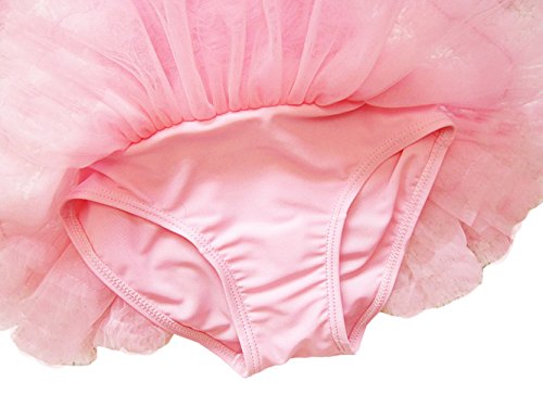 Taiycyxgan Girls Princess Lace Layer Swimsuit TuTu Dress One-Pieces Swimwear Tankini,Pink,Medium / 2-3 Years