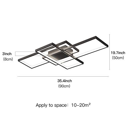 Okes Modern Ceiling Light, 78W Led Ceiling Lamp Black Square Acrylic Flush Mount Ceiling Lights Fixture For Bedroom Living Room Kitchen Office Netural Light/4000K 35.4Inch #TOP2