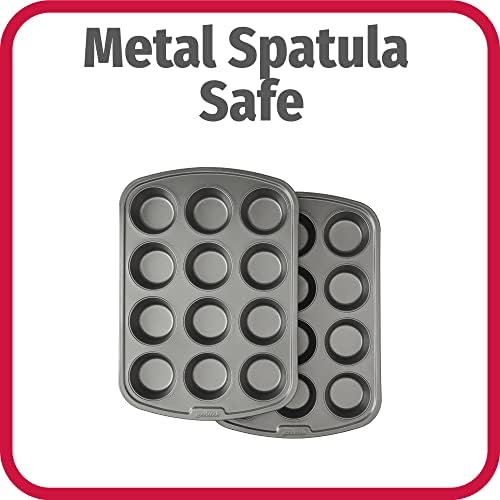 GoodCook Nonstick Steel 12-Cup Muffin Pan, Gray, Set of 2 - Thumbnail 5