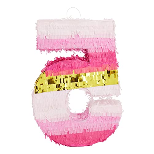 Blue Panda HANLE Number 5 Pinata, Pink And Gold Foil For Girls 5Th Birthday Party Decorations thumb #7