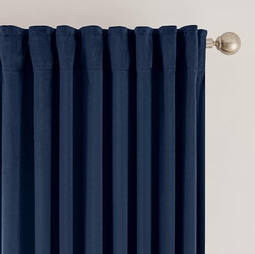SNITIE Navy Blue Velvet Curtains with Back Tab and Rod Pocket