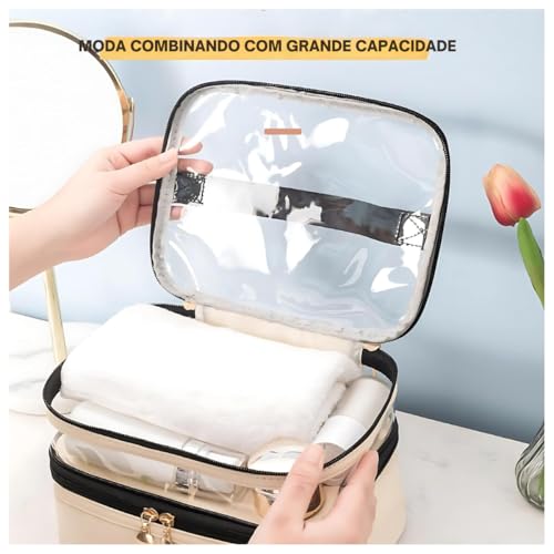 Necessaire de Viagem Transparente, Bolsas com Zíper, Cores Sortidas, Organização Maquiagem, Utilidae