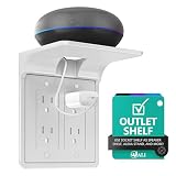 WALI Double Outlet Shelf Wall Holder – Bathroom Shelf Duplex for Electric Toothbrush, HomePod Mini, Echo Dot & Phone Charging – White (DLS001)