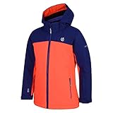dare2b entreat fleece jacke kinder verschweißte Nähte Dare 2b Unisex Kinder Legit Waterproof Breathable Foldaway Hooded Ski Snowboard Jacket with High Loft Insulation and Snowskirt Jacke, Koralle/Blau, 3-4