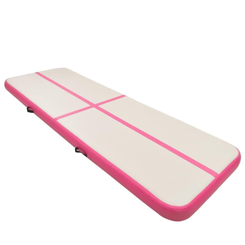 Colchoneta hinchable de gimnasia 300 x 100 x 10 cm, esterilla Airtrack con bomba para gimnasia, yoga, fitness, kickboxing, PVC antideslizante rosa
