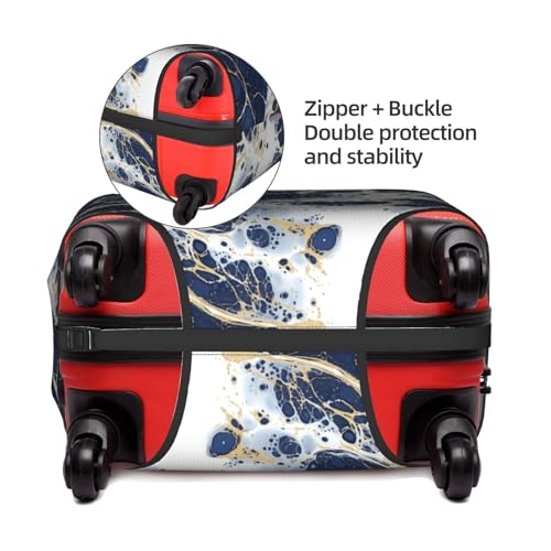 Blue White Marble Luggage Cover Washable Suitcase Cover Anti-Scratch Luggage Protector Covers Elastic Suitcase Identify M fits 22-24 Inch Luggage4