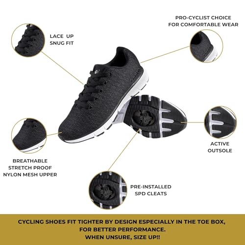 Image of Tommaso Men's Indoor Cycling Shoes - SPD Compatible - Pre-Installed Cleats - Road, Gravel & Spin Bike Shoes - Walkable Design