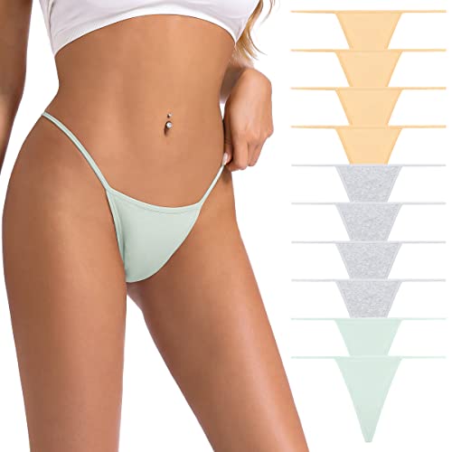 Okalyn Women Cotton G-Strings Thongs Underwear 10 Packs Stretch T-Backs Bulk Panties Regular & Plus Size #TOP5
