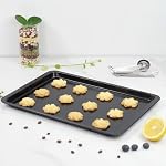Ensemble de Plaques de Cuisson en Acier au Carbone, 2 Pièces Grandes Plaques à Biscuits Antiadhésives, Noires