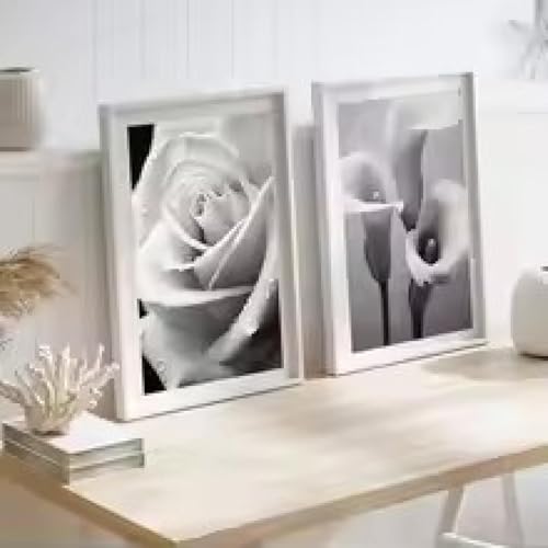Tableau dahlia noir et blanc déco chic pour cuisine et bar 50x70cm