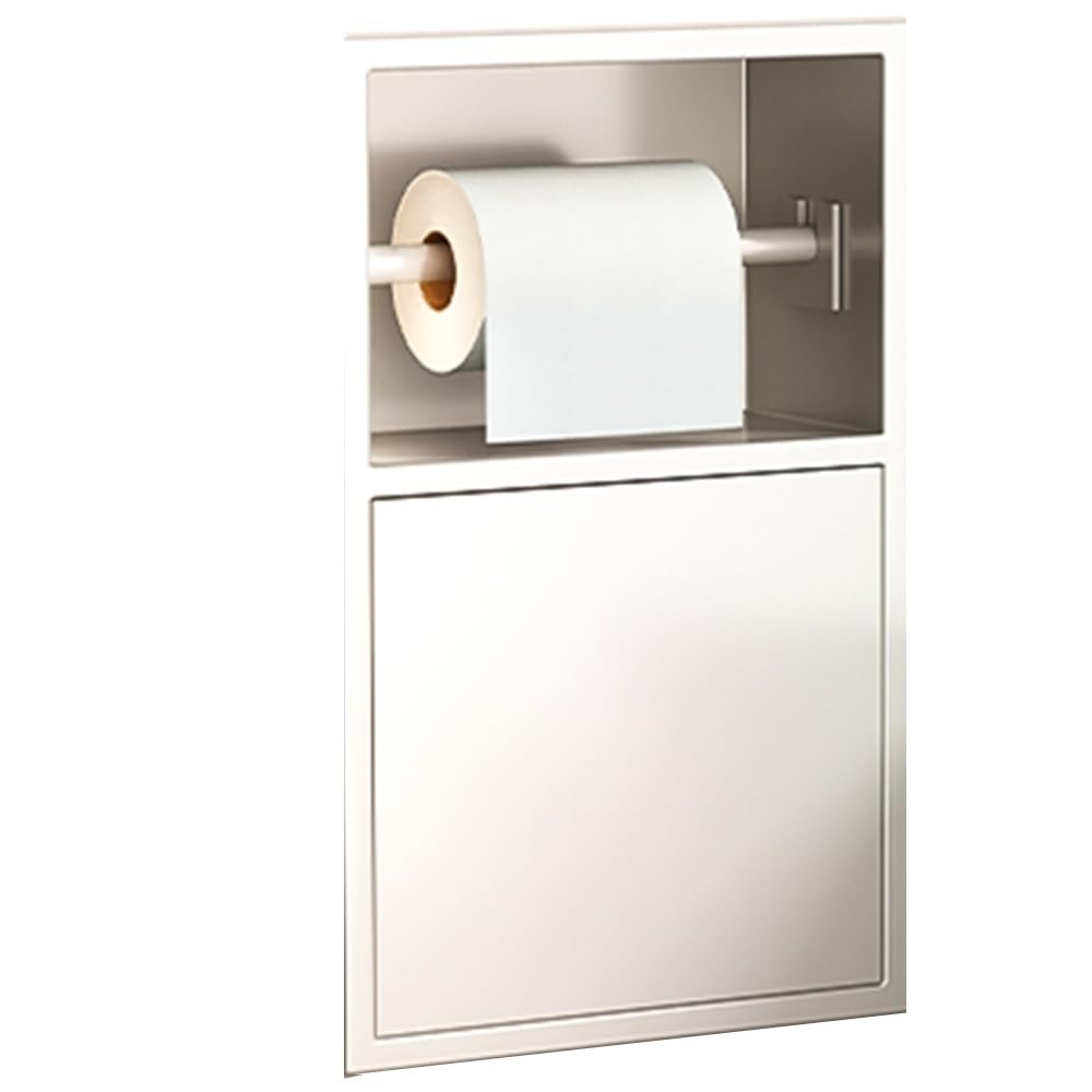 SaryEdge Stainless Steel Bathroom Shelf Wall-Mounted Toilet Paper Holder with Trash Can Ideal for Bedroom & Kitchen Decor,Blanco-20X38X12.5cm-8X15X4.9in,Blanco-20X38X12.5cm-8X15X4.9in