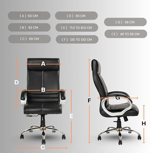 Image of INNOWIN Phantom High Back Leatherette Office Chair with 3 Years Limited Warranty | Ergonomic Leather Orthopedic Executive Boss Chair with Spacious Cushioned Seat | Heavy Duty Metal Base | Black