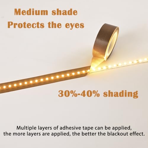 Image of Light Soften Tape 2 PCS 0.78inx29ft Led Light Strip Masking Tape Lighting Dimming Cover Sticker, (Brown)