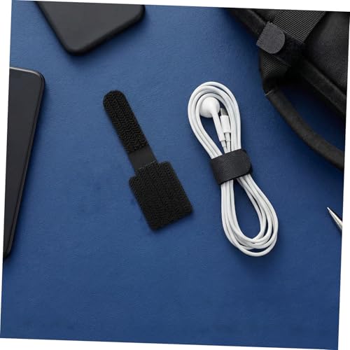 LABRIMP 30 piezas de abrazaderas reutilizables de gancho y lazo para gestión de cables bajo escritorio, organizadores de cables autoadhesivos negros para oficina en casa y electrónica miniatura 6
