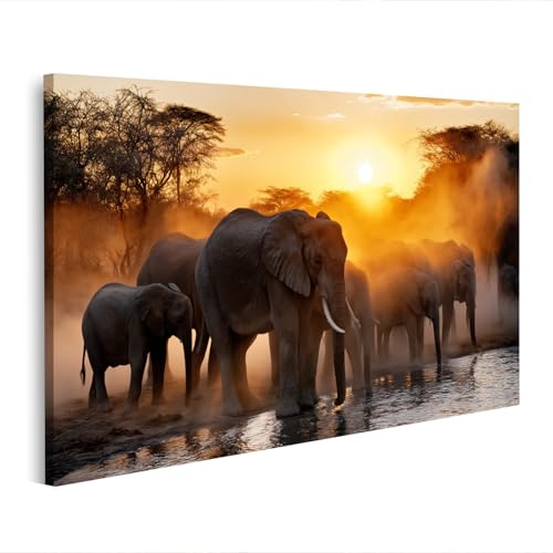 Toile murale éléphants majestueux salon moderne