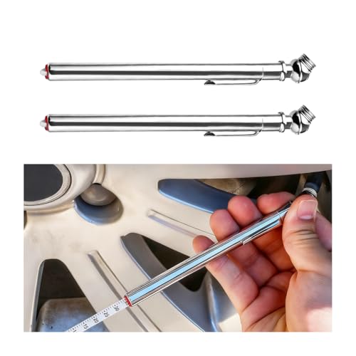 SWPHRT 2PCS Pencil Car Tire Pressure Gauge, 10-50PSI & 20-120PSI Stainless Steel Vehicle Tire Pressure Gauge, Portable Automotive Tire Measuring Tool, Universal for Sedan Bike Truck