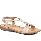 Pavers Ladies Sandals - Wider D/E Fit Summer Sandals with Four Leaf Clover Design & Stretch Fit Ankle Strap - Casual Footwear for Women - Size 6/39 Rose Gold