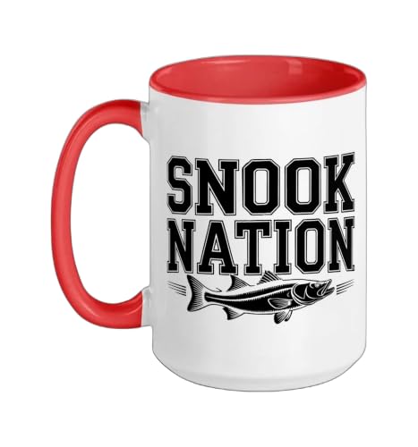 Snook Nation Saltwater Florida Fishing Community Identity Ceramic Mug, Red/White, 15oz