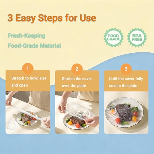100Pcs Extra Large Plastic Bowl Covers Fits 6-13 Inch Bowls, Elastic Reusable Food Covers for Bread Proofing, Food Fresh Keeping & Dust Protection - Thumbnail 2