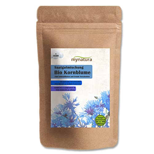 mynatura Kornblume Bio Saatgutmischung Kornblumen | pflanzen | säen | Garten | Terrasse | Balkon | Bienen | Schmetterlinge | Artenschutz | Natur (1x4g)