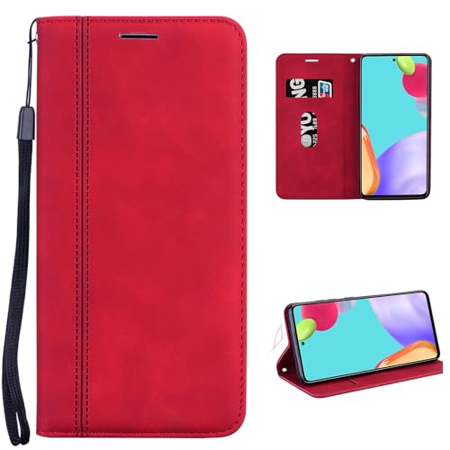 Image of Jiajihua Cover Compatible with Honor 10 AL10,Compatible with Honor 10 AL10 Magnetic Closure Flip Stand PU Leather Phone Case Wallet Card Holder Red