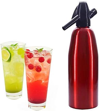 1L Soda Siphon Bottle, Professional Alloy Soda Siphon Carbonated Seltzer Water Maker with Pressure Regulator for Juice Drinks Cocktail,Red