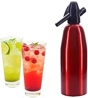 1L Soda Siphon Bottle, Professional Alloy Soda Siphon Carbonated Seltzer Water Maker with Pressure Regulator for Juice Drinks Cocktail,Red