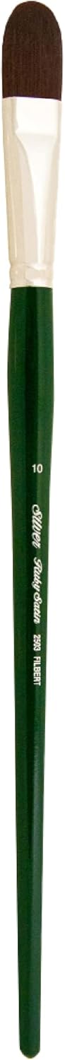 Silver Brush Limited 250310 Ruby Satin Filbert Brush for Fluid and Flow Acrylics, Size 10, Long Handle