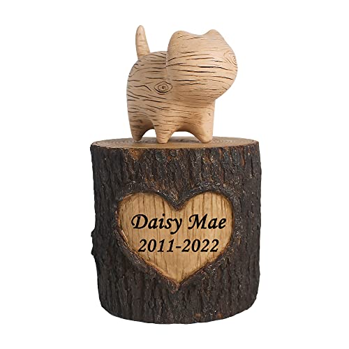 OBNES Personalized Pet Urns for Cat Ashes, Resin Pet Cat Memorial Cremation Urns, Cat Memorial Gift, Engraved with Name
