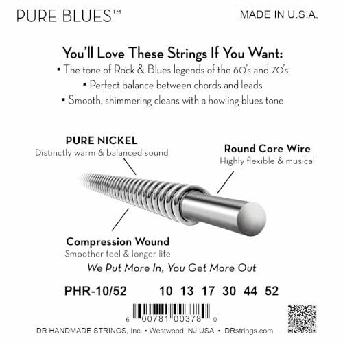 Image of DR Strings PHR-9 /46 Pure Blues Pure Nickel Lite Heavy Electic Guitar Strings
