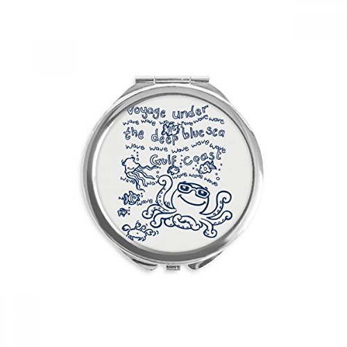 Miroir à la main portable poulpe bleu, une idée cadeau originale et utile