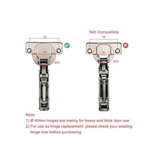 LOOTICH 95 Grad Eckanschlag 40mm Hydraulisch Scharnier mit Dämpfung Dicktürscharnier Schwerlast Scharniere für SCHWERE DICKE TÜR Küchenschrank Kleiderschrank Schranktür Möbel 2 Stück