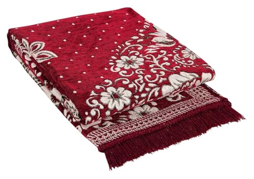 Image of Premium Cotton Carpet for Living Room 5 X 7 FEET | Carpet for Hall /Area Rugs /ChenilleCarpet /CottonCarpet /Carpet for Living Room /Kalin & Dari | Reactangular (Maroon)