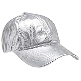 KYEYGWO Hip Hop Kappe für Herren und Damen, Verstellbar Baseball Cap Mode Sport Mützen Einfarbig Sonnenhüte Outdoor Baseballkappe, Silber