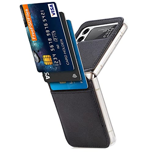 Étui en cuir pliable pour Samsung Galaxy Z Flip3 Flip 4 anti-slip wallet cover noir