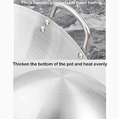 Professional Stainless Steel Wok, 43Cm Non Stick Iron Gas Stoves Safe Wok Thick for Household Gas Stove, Induction Cooker Gas