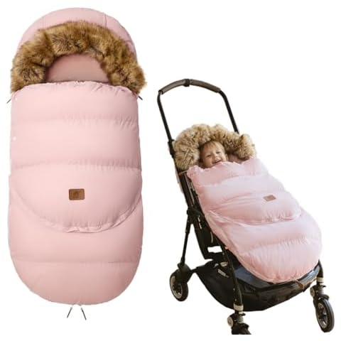 Fairy Baby Winter Cold Universal Stroller Bunting Bag for Baby Toddler-Waterproof Windproof Car Seat Cover Stroller Footmuff - Dog Outdoor Sleeping Bag with Oversized Fur Collar (Pink) Cover