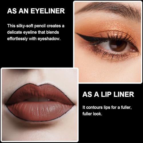 LOPHE Schwarz Matte Lippenstift, 3 in 1 Lippenstift Matt mit Lip Gloss LipLiner, Liquid Lipstick Wasserfest Make Up Set, Matt Finish, Langanhaltender