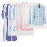 10 Pack - Simplehouseware 40/50/60-Inch Translucent Garment Bags with Zipper for Suits, Dresses, Costumes, Uniforms