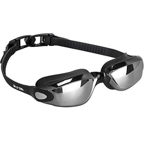 Ace Teah Swim Goggles, Triathlon Swimming Goggles Anti Fog Swim Glasses No Leaking UV Protection Swimming Lenses for Adults Men Youth Boys with 3 Interchangeable Nose Pieces Black